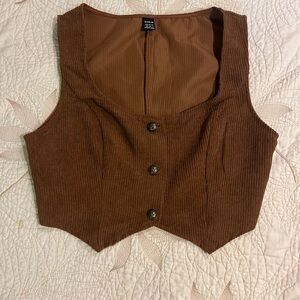 Brown Corduroy Button-Up Vest